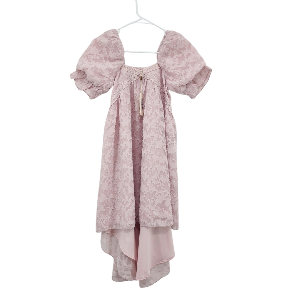 Mia Joy Joyfolie Girls Lilya Square Neck Puff Sleeve Hi-Low Flower Girl Dress - Picture 1 of 10